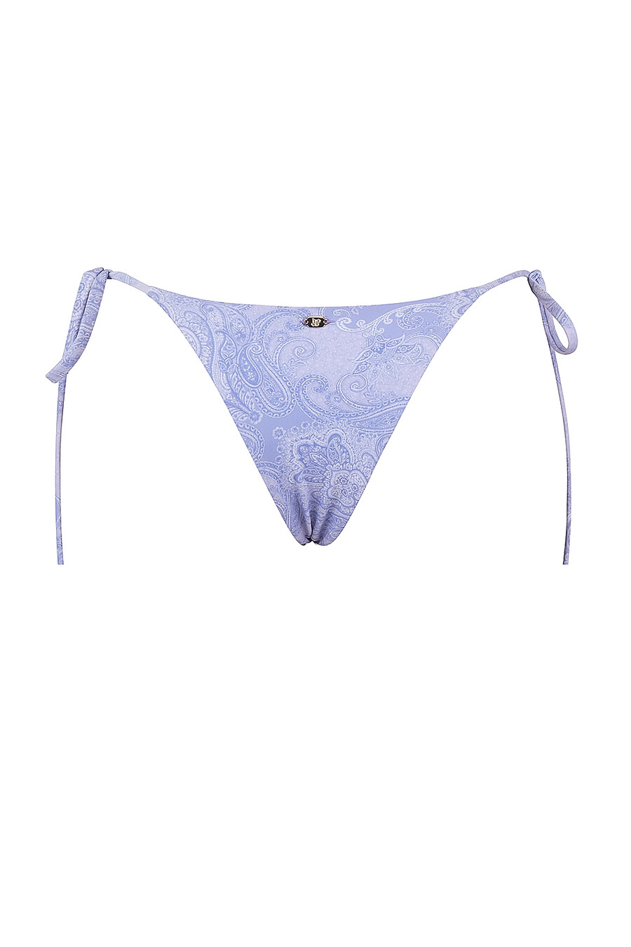 lavendelfärgad paisleyfärgad bikinitrosa med knytband i sidan