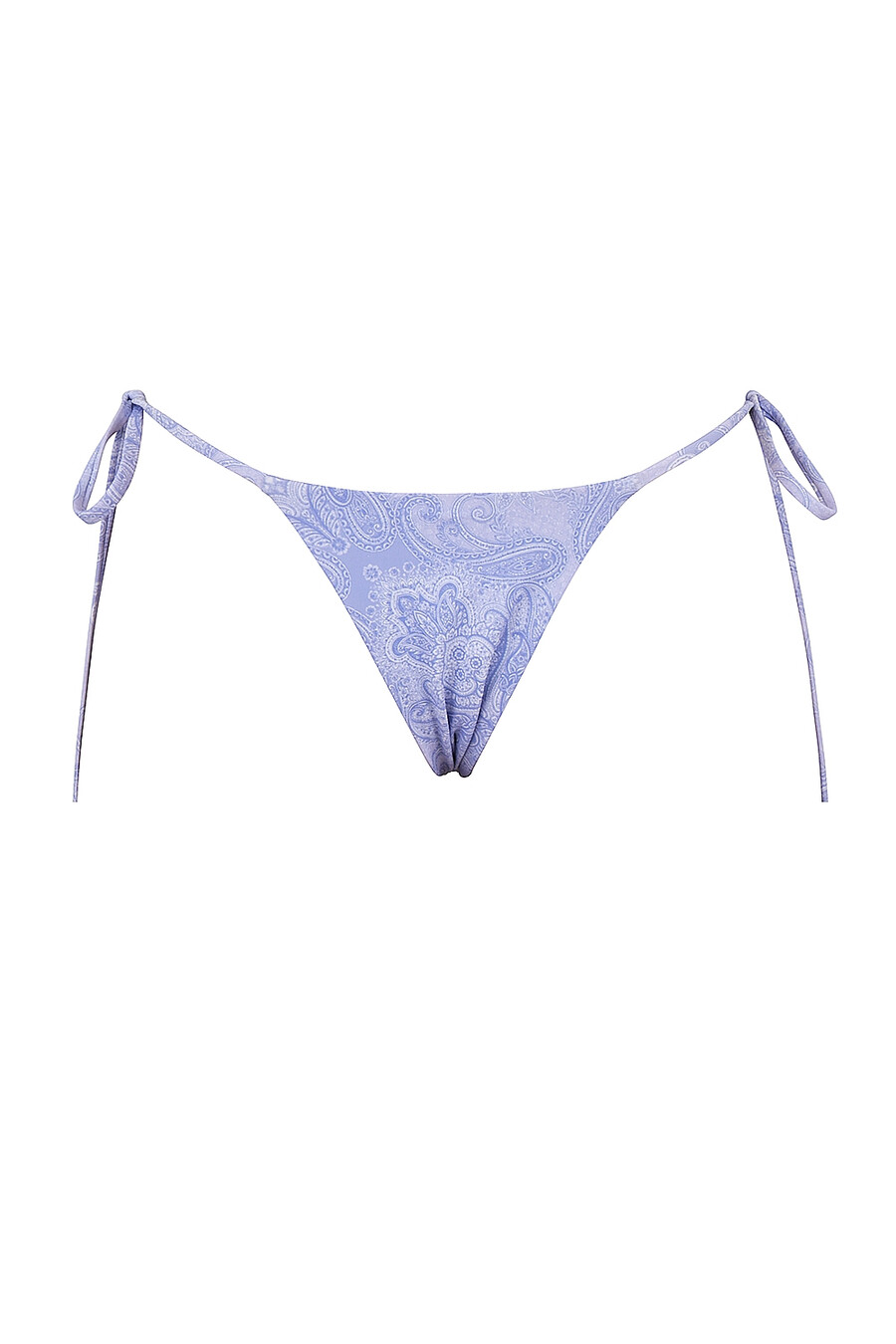 lavendelfärgad paisleyfärgad bikinitrosa med knytband i sidan
