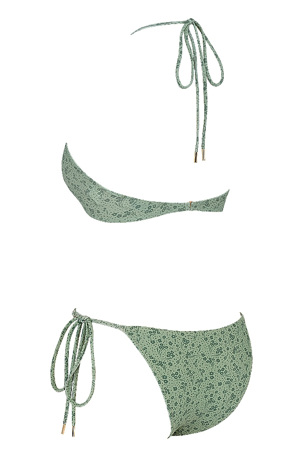grön blommig omvänd triangelbikini