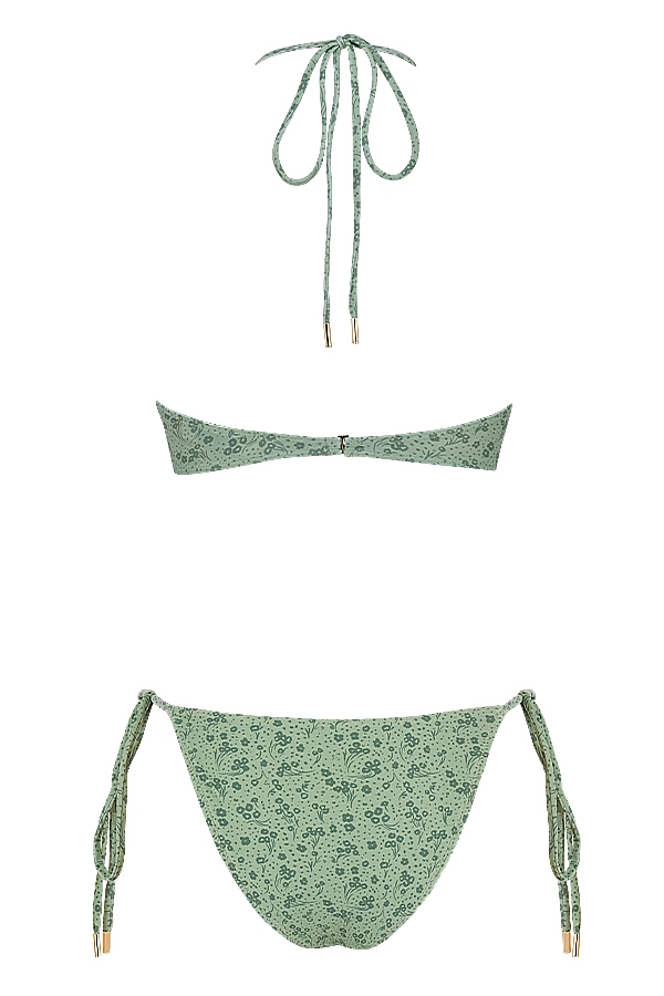 grön blommig omvänd triangelbikini
