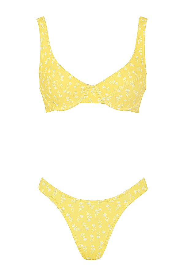 gulvit blommig bikini