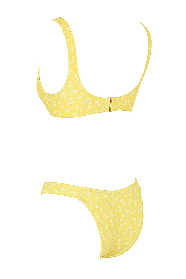 gulvit blommig bikini