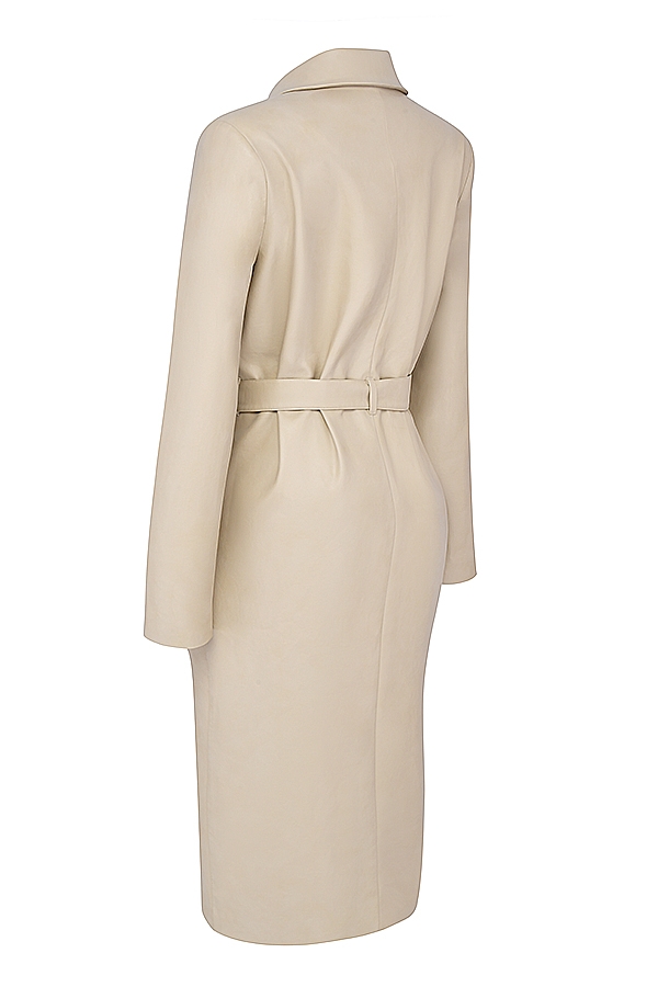 beige vegansk lädertrenchcoat