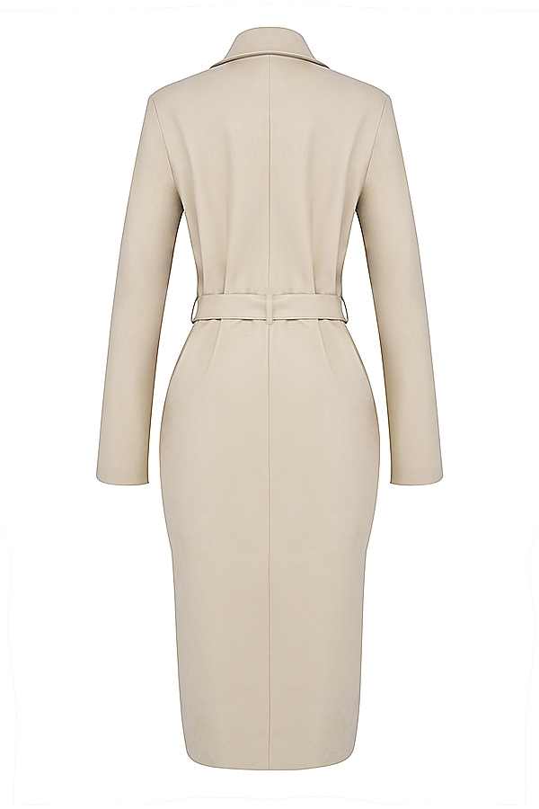 beige vegansk lädertrenchcoat