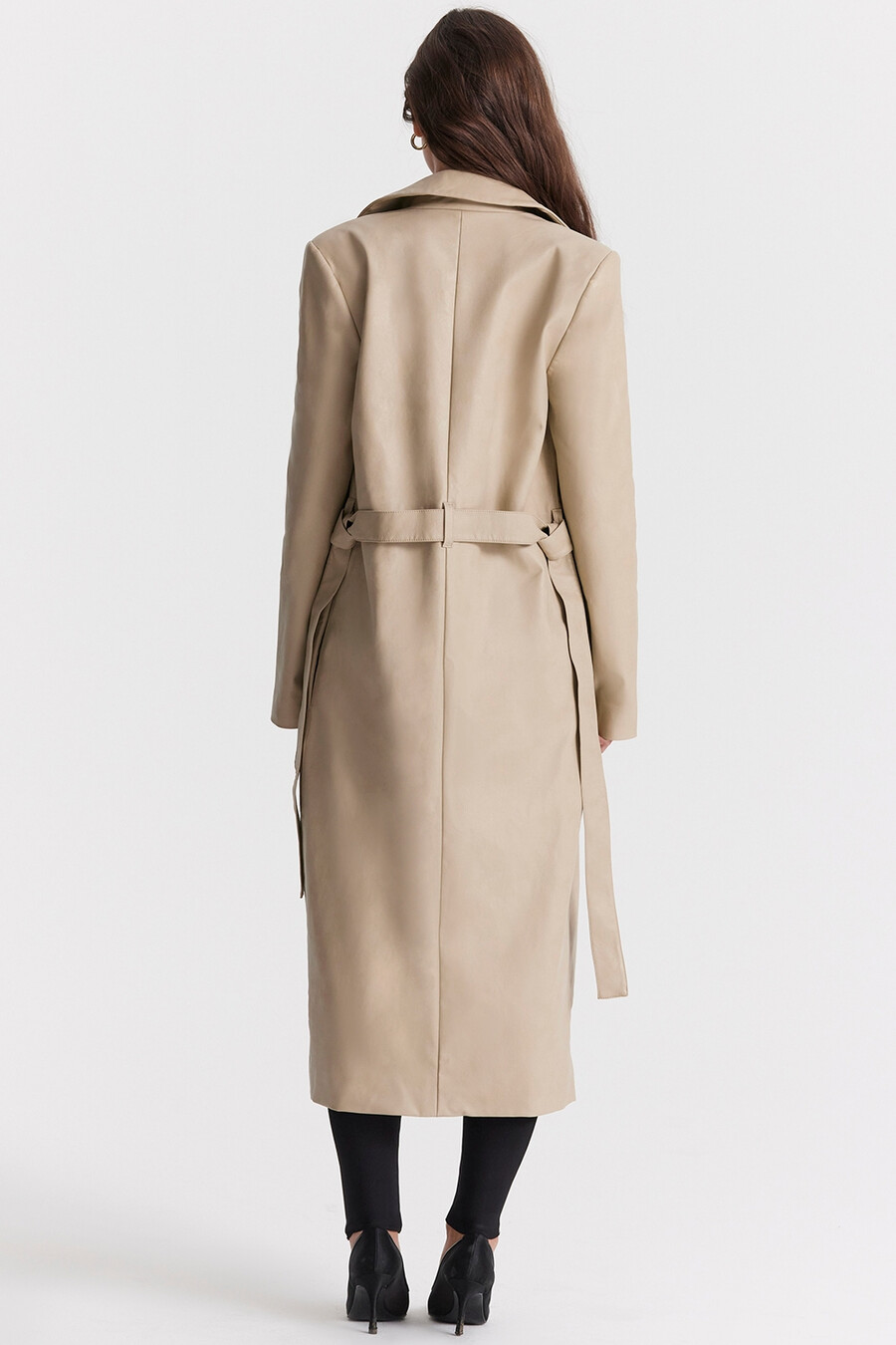 beige vegansk lädertrenchcoat