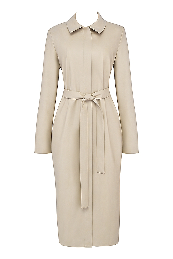beige vegansk lädertrenchcoat
