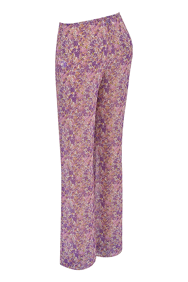 violetta blommiga utskurna byxor