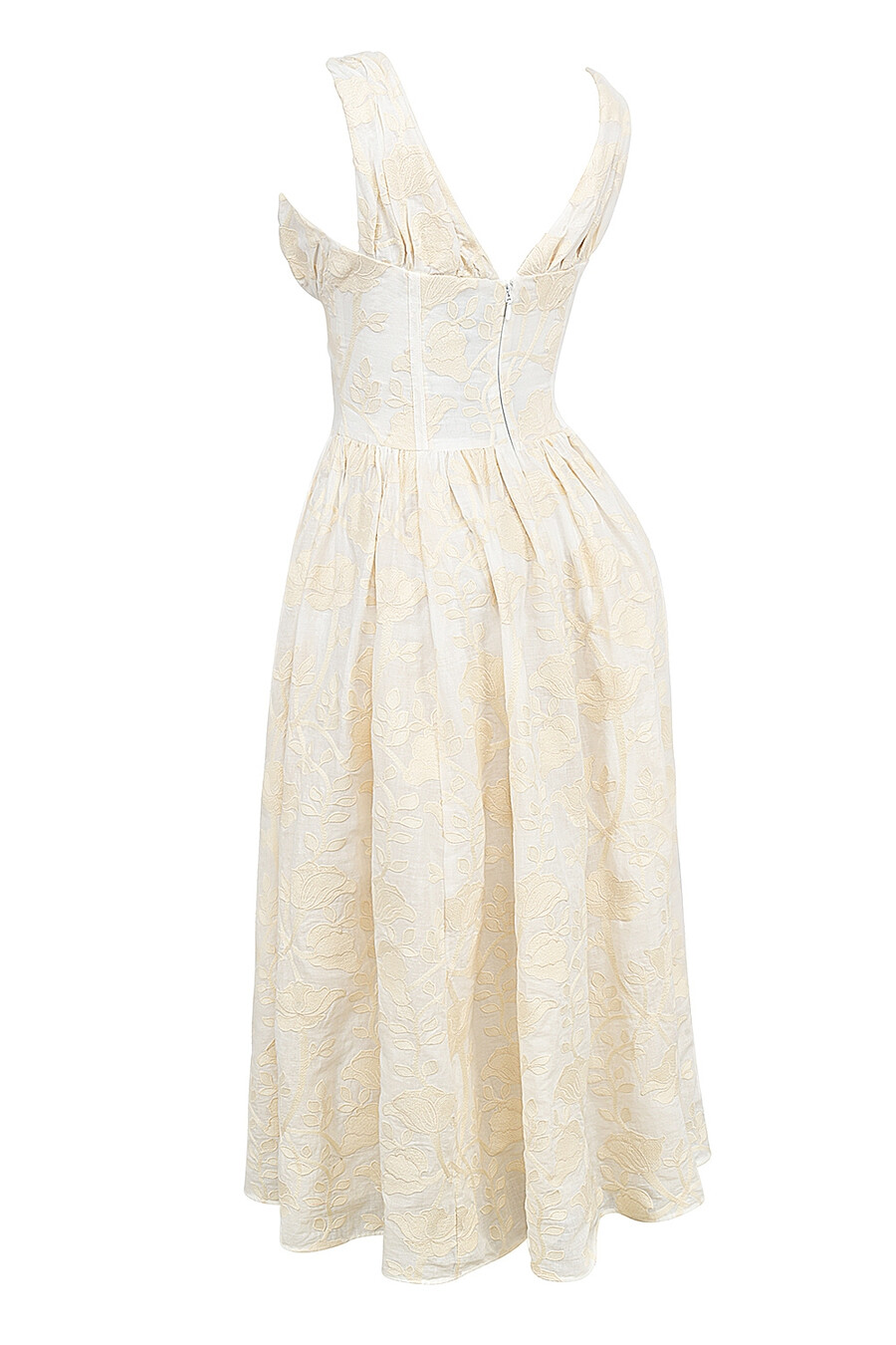 vintage elfenbensvit blommig broderad korsettklänning
