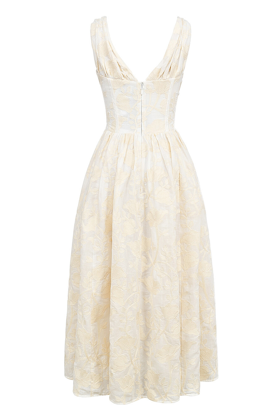 vintage elfenbensvit blommig broderad korsettklänning