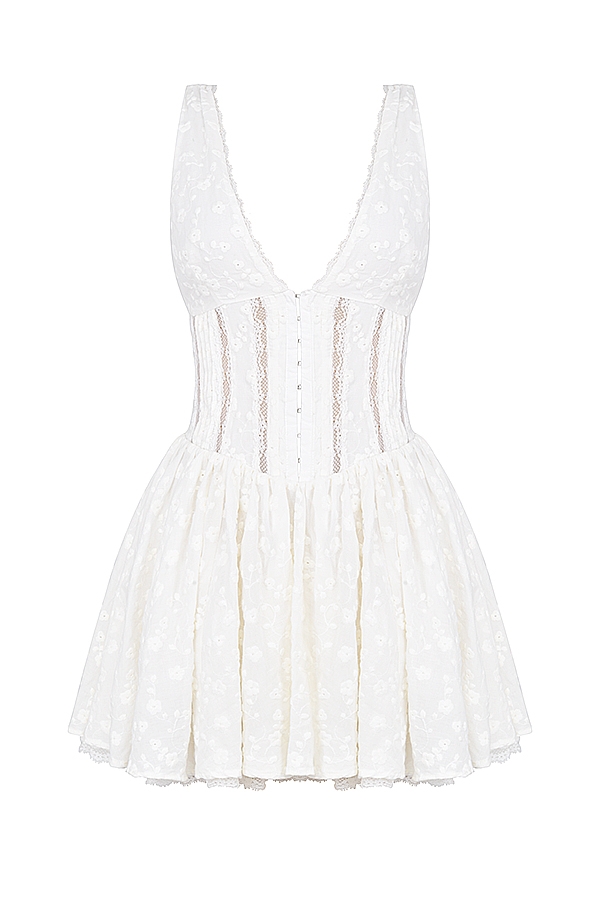 vit cotton broderie anglais plunge mini dress