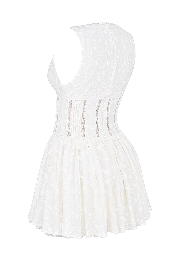 vit cotton broderie anglais plunge mini dress