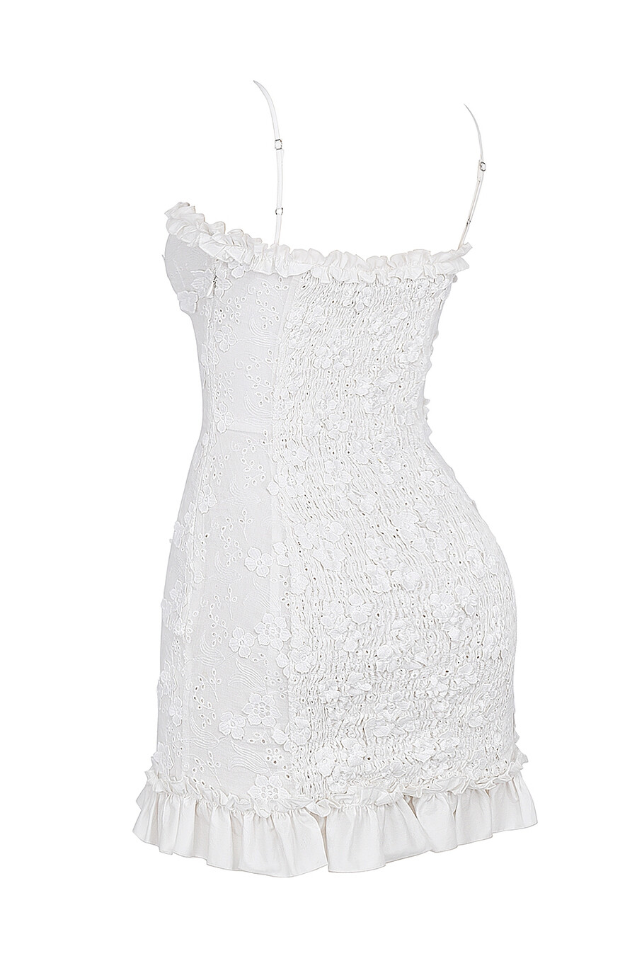 vit cotton broderie anglais miniklänning