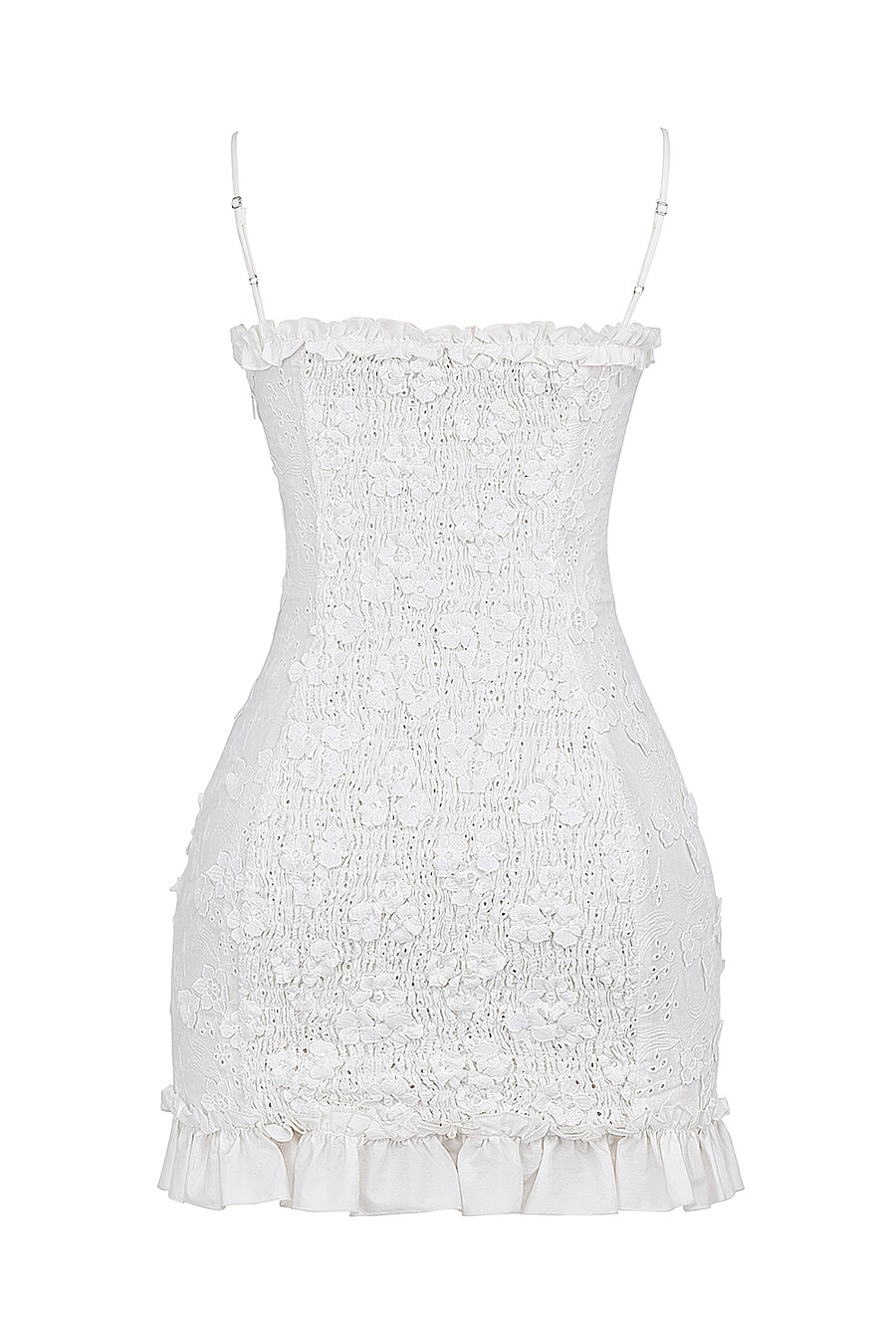 vit cotton broderie anglais miniklänning