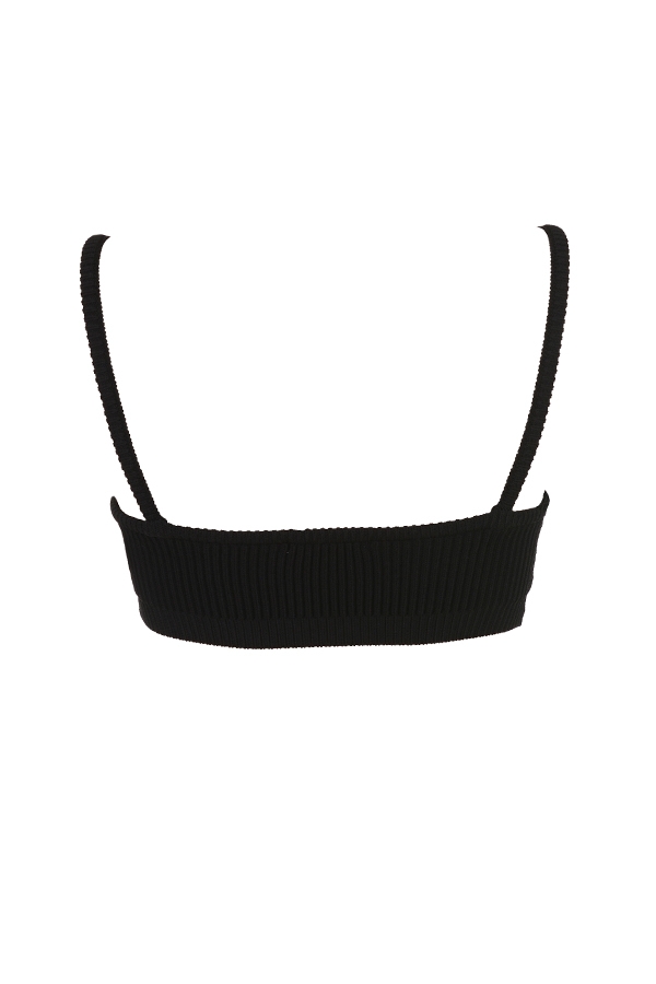 svart ribbad stickad bralette