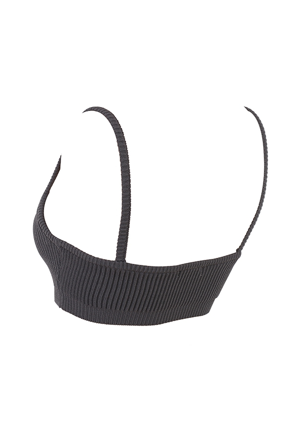 mörkgrå ribbad stickad bralette