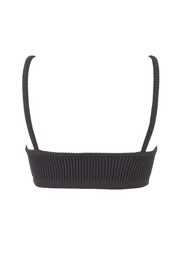 mörkgrå ribbad stickad bralette