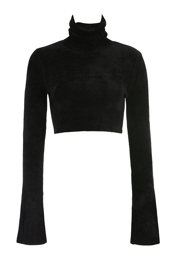 svart chenille cropped topp