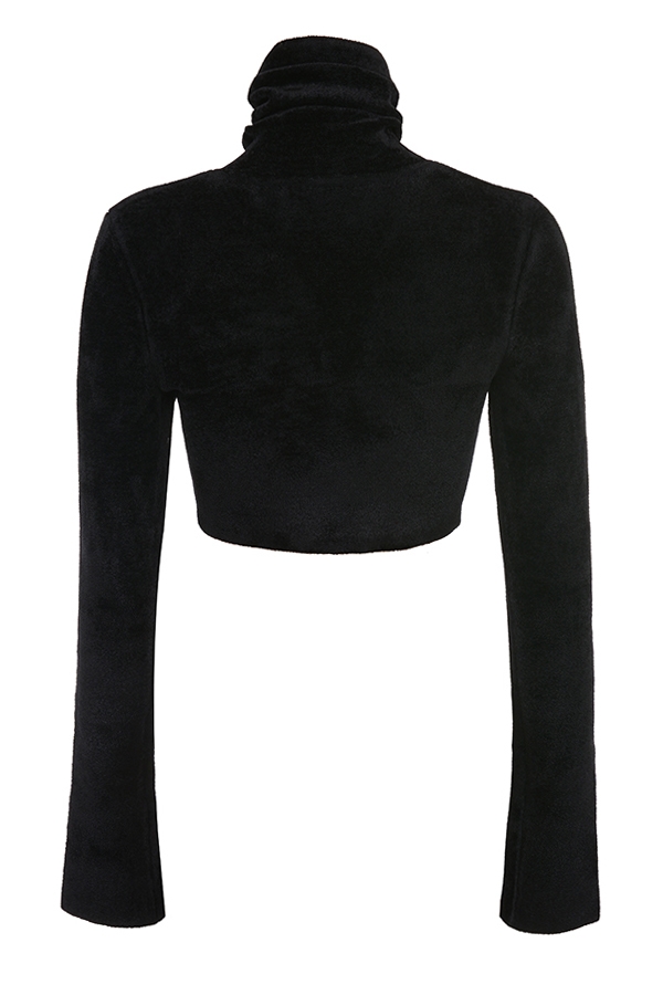 svart chenille cropped topp