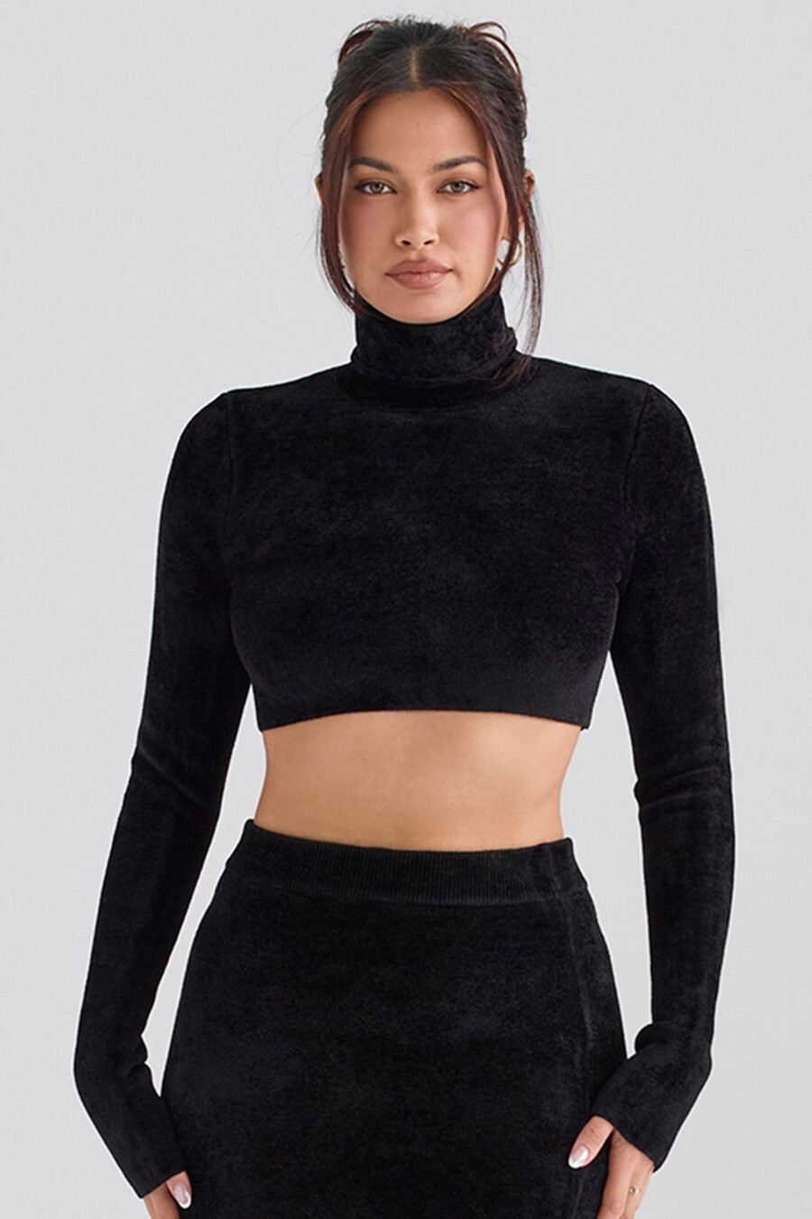 svart chenille cropped topp