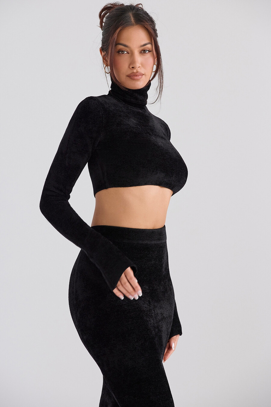 svart chenille cropped topp