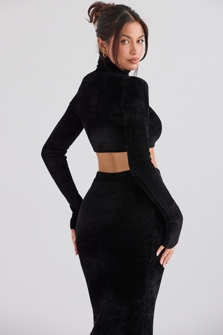 svart chenille cropped topp
