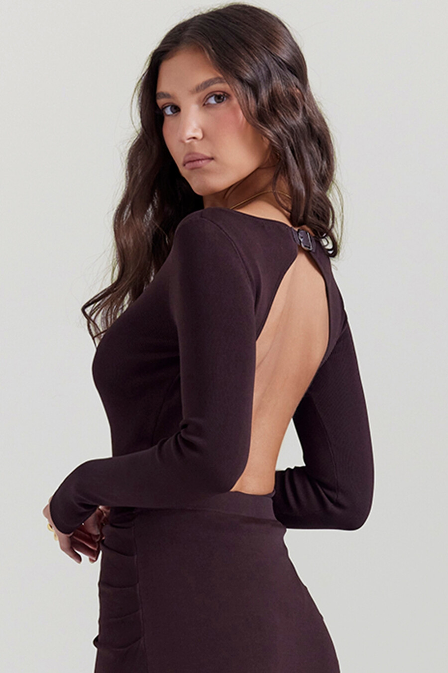 espresso bodysuit med öppen rygg