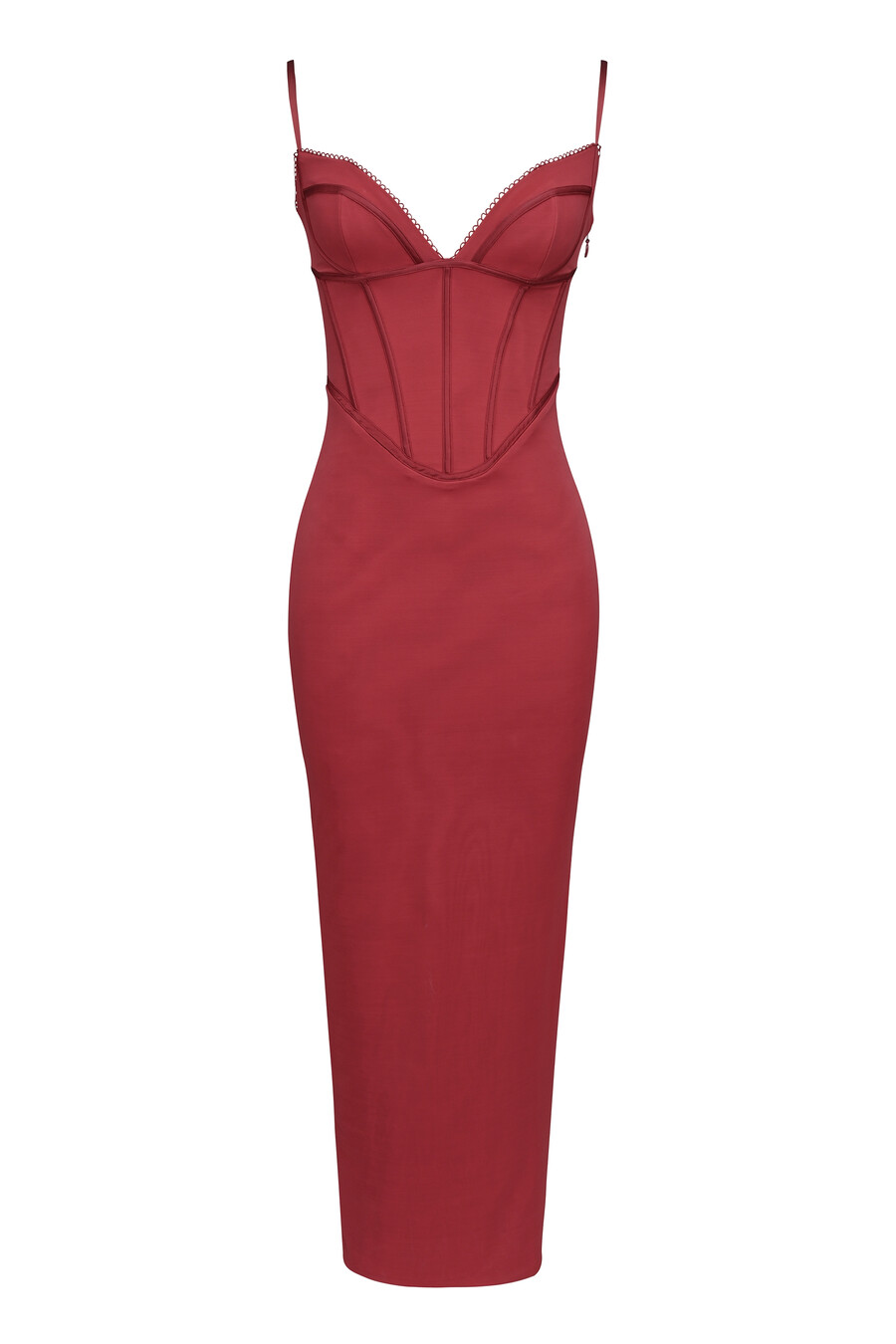 vinröd mesh bodycon maxiklänning