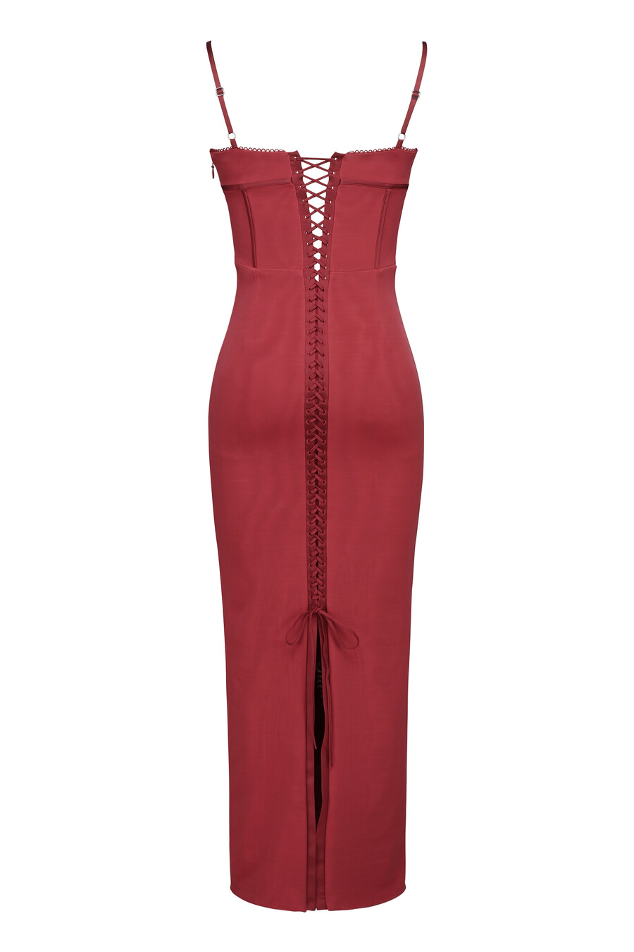 vinröd mesh bodycon maxiklänning