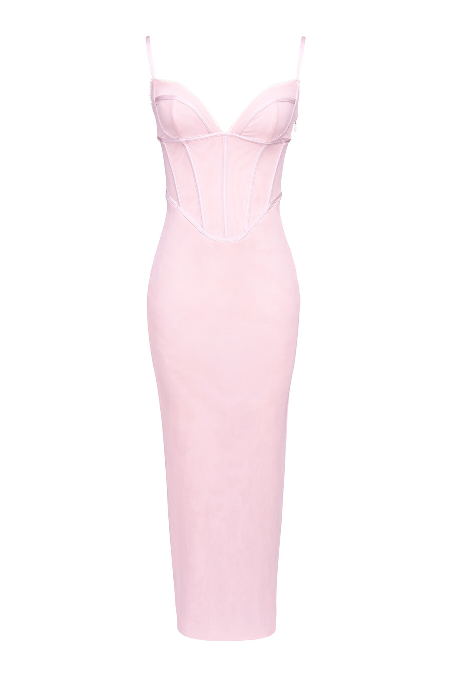 rosa maxiklänning i mesh med bodycon-detaljer