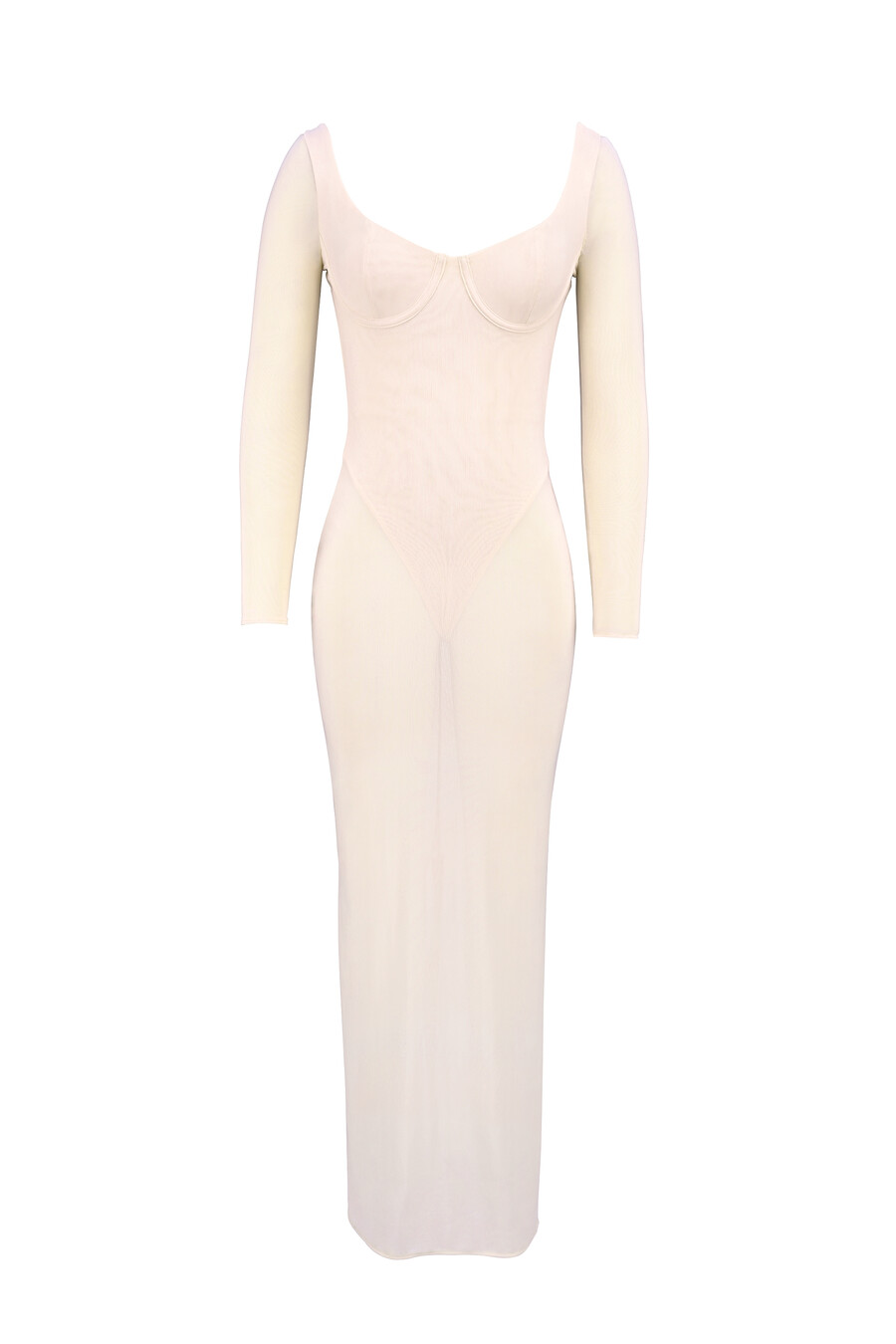 blush mesh maxiklänning med bodysuit