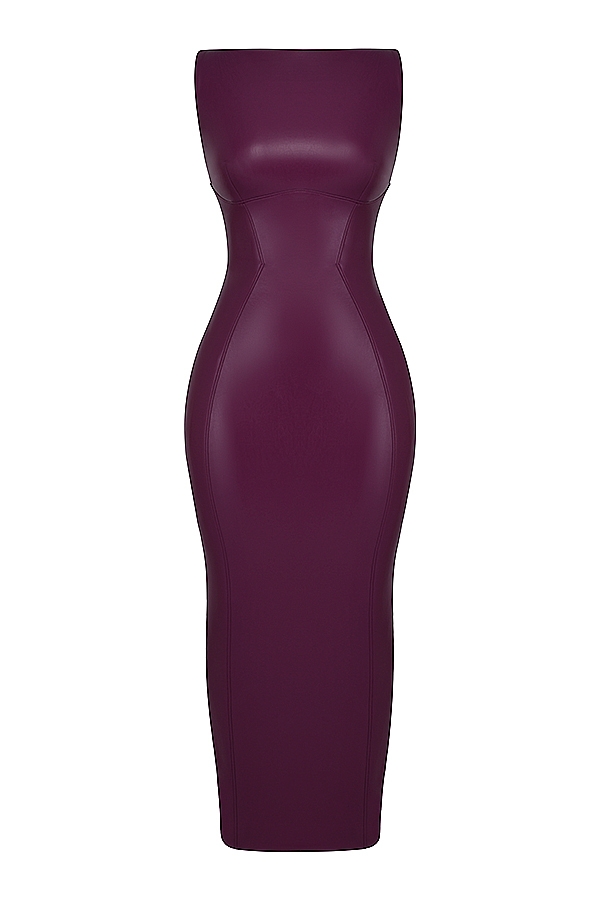 merlot vegansk läder maxiklänning