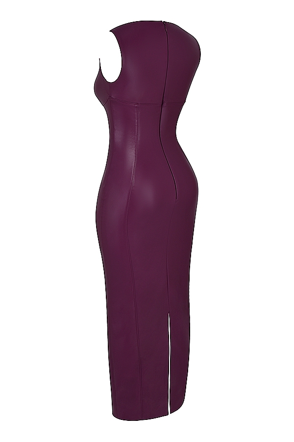 merlot vegansk läder maxiklänning