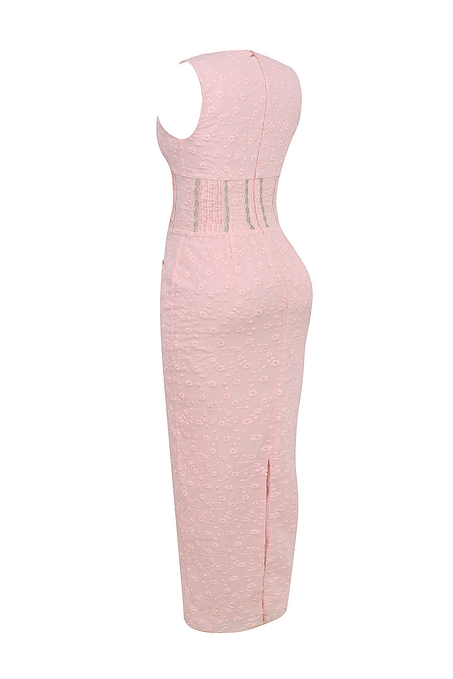 perfekt rosa broderad anglais maxiklänning med urringning