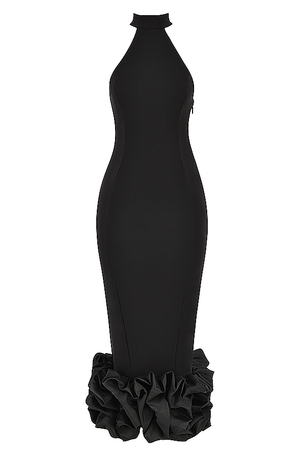 svart peplum midiklänning