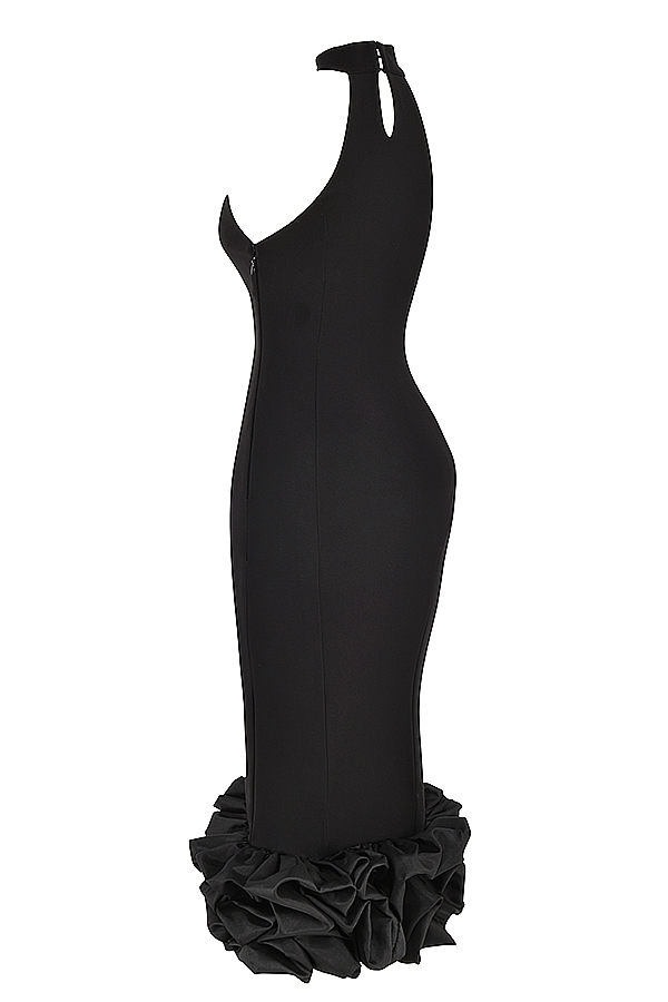svart peplum midiklänning