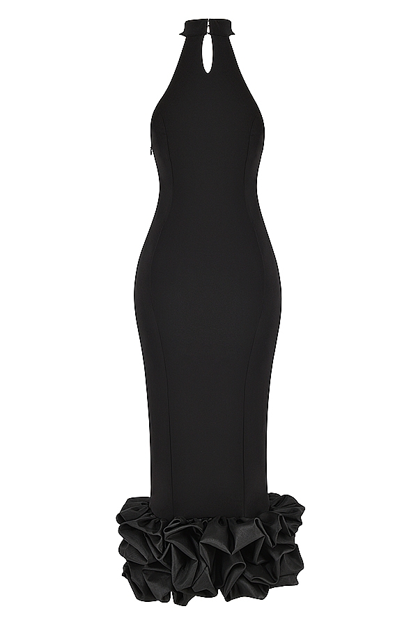 svart peplum midiklänning