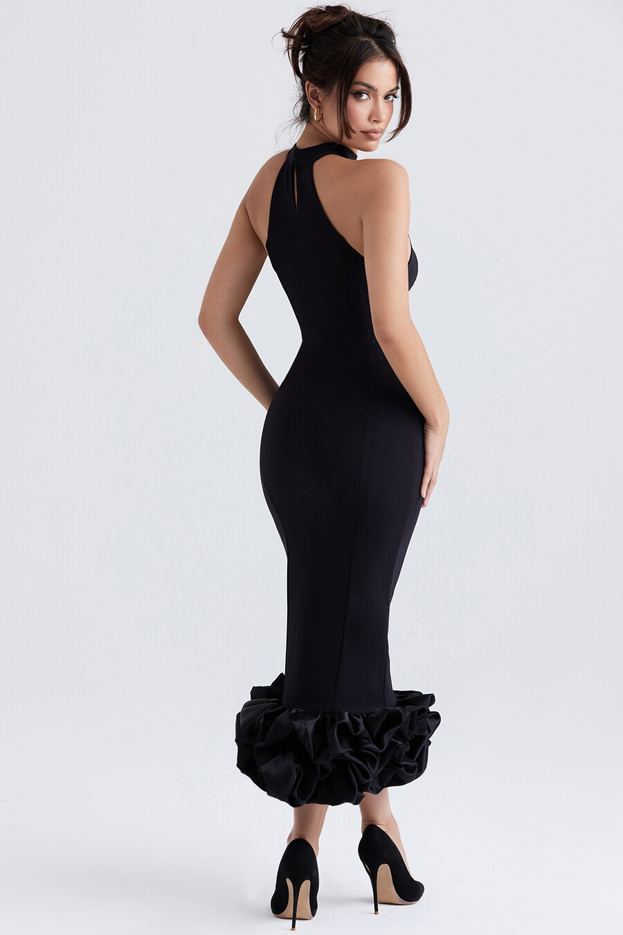 svart peplum midiklänning