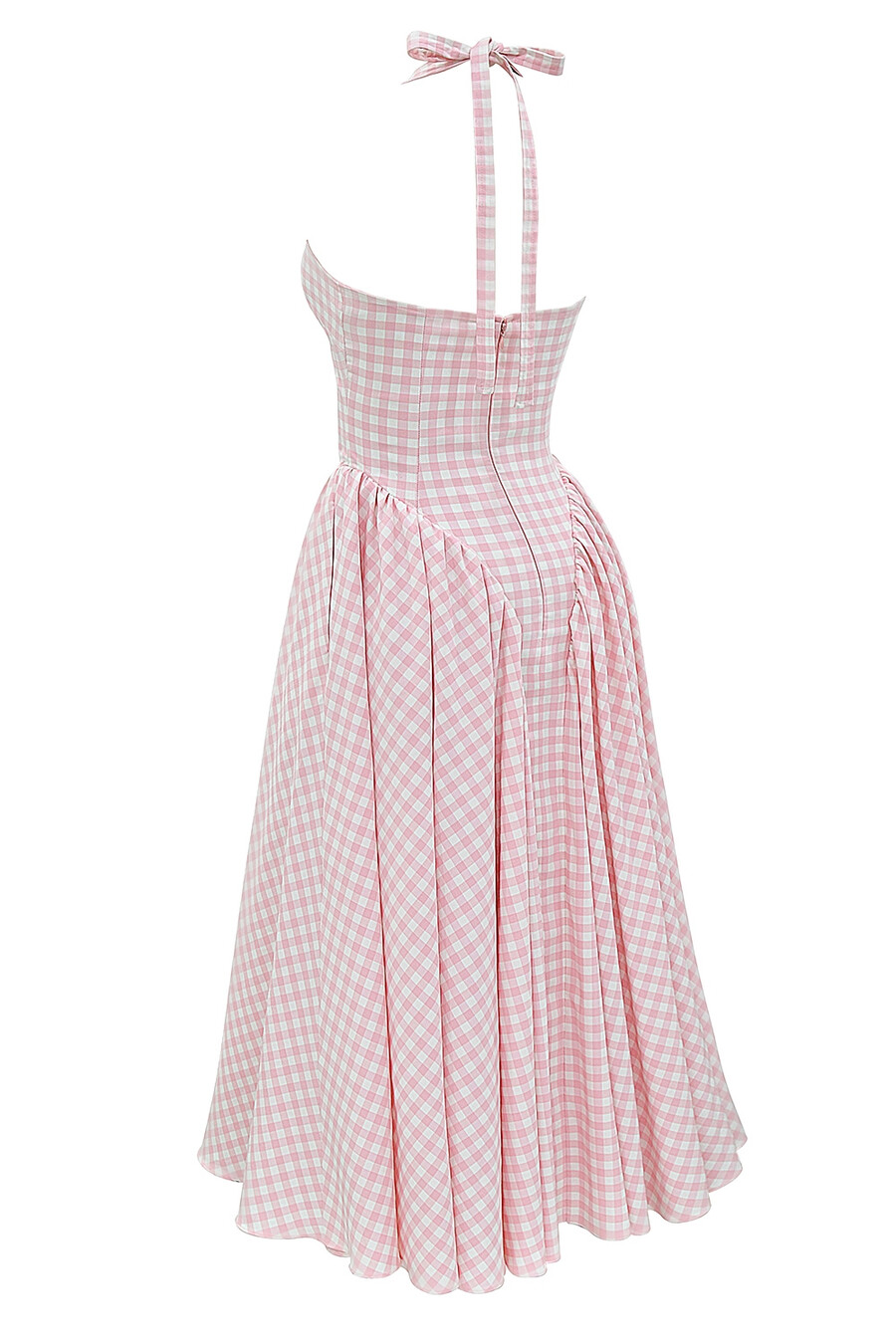 jordgubbs-shortcake gingham halter midi-sommarklänning