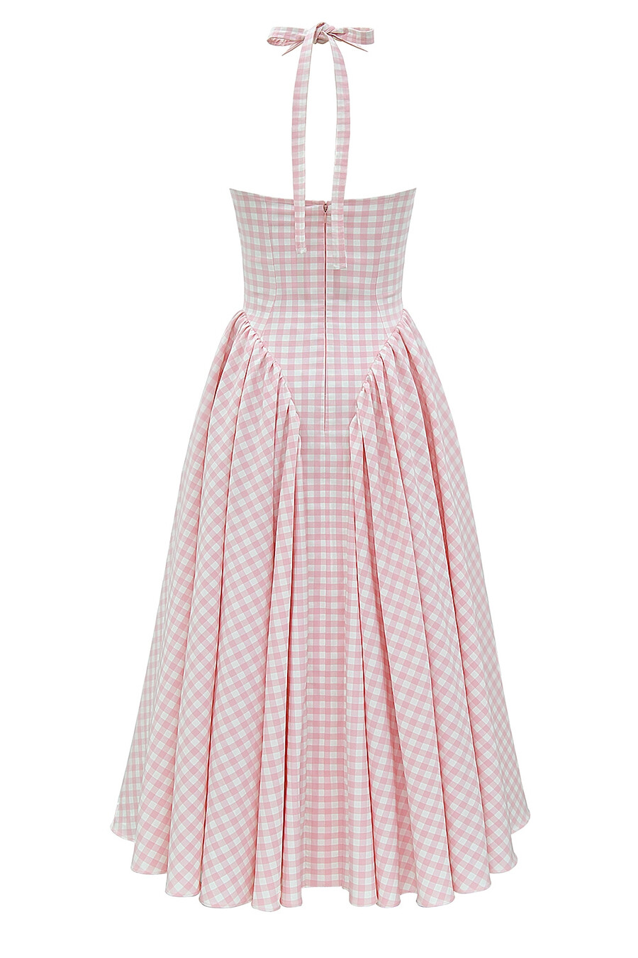 jordgubbs-shortcake gingham halter midi-sommarklänning