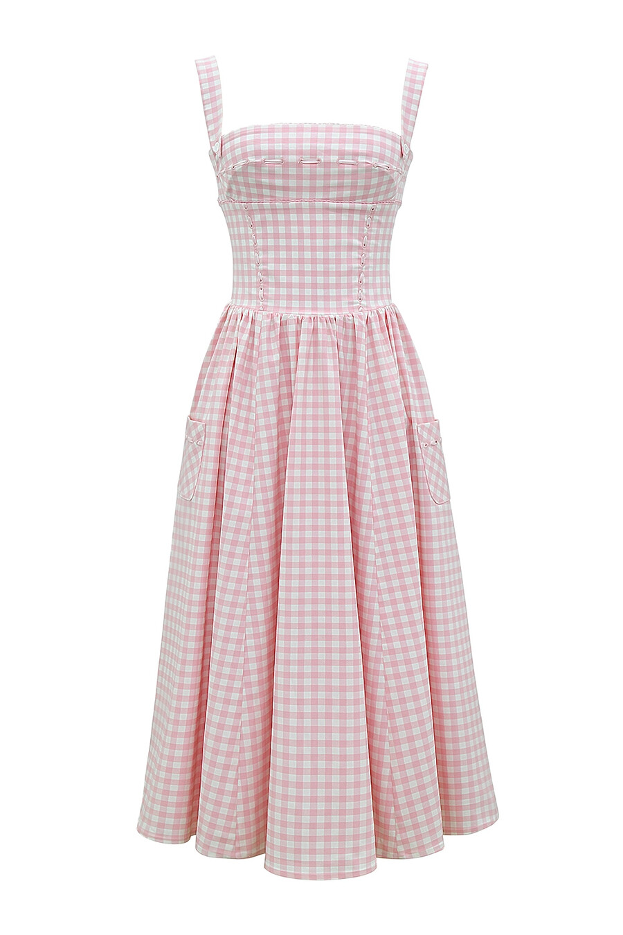 jordgubbs-shortcake gingham midi-sommarklänning