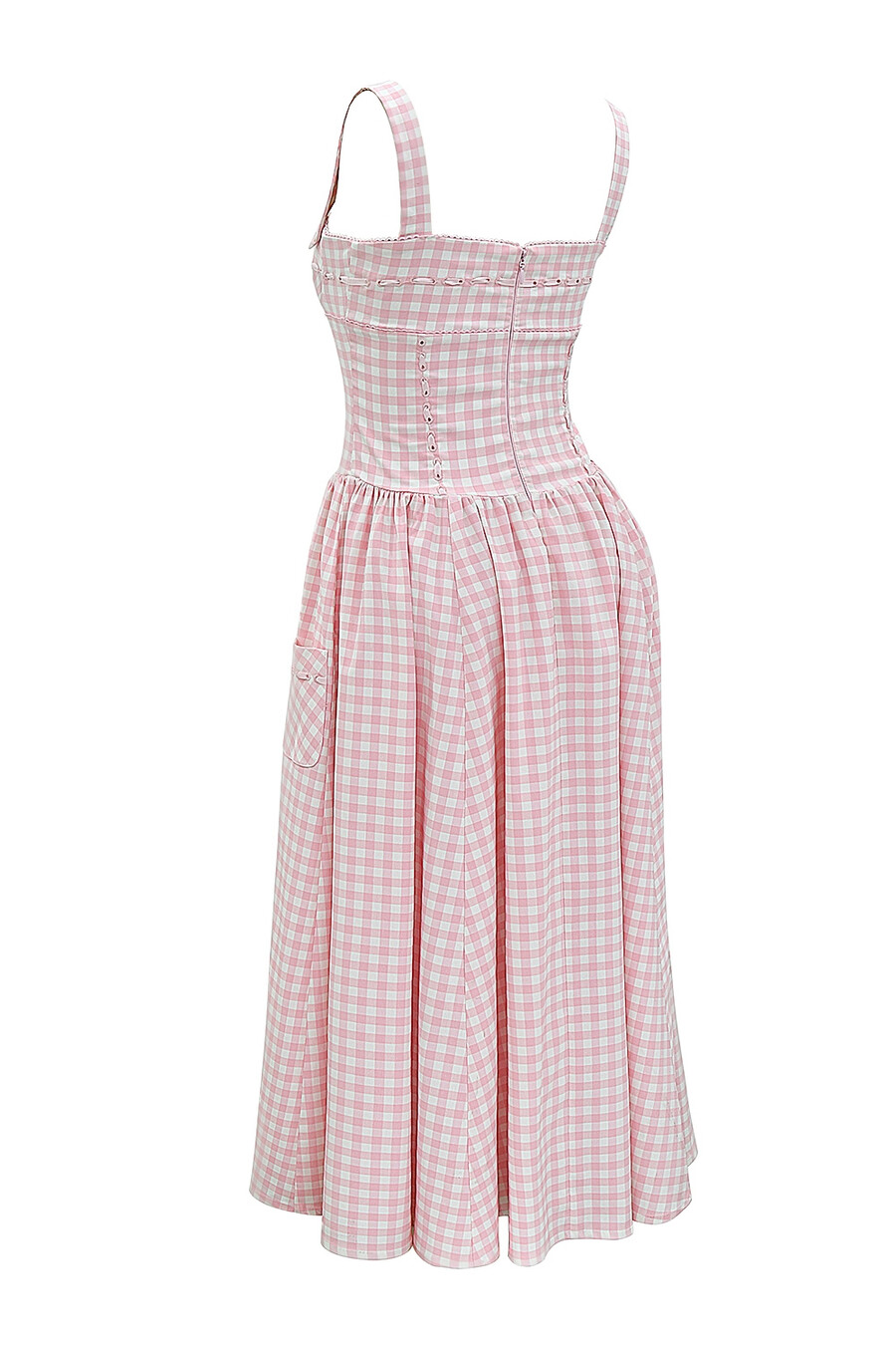 jordgubbs-shortcake gingham midi-sommarklänning