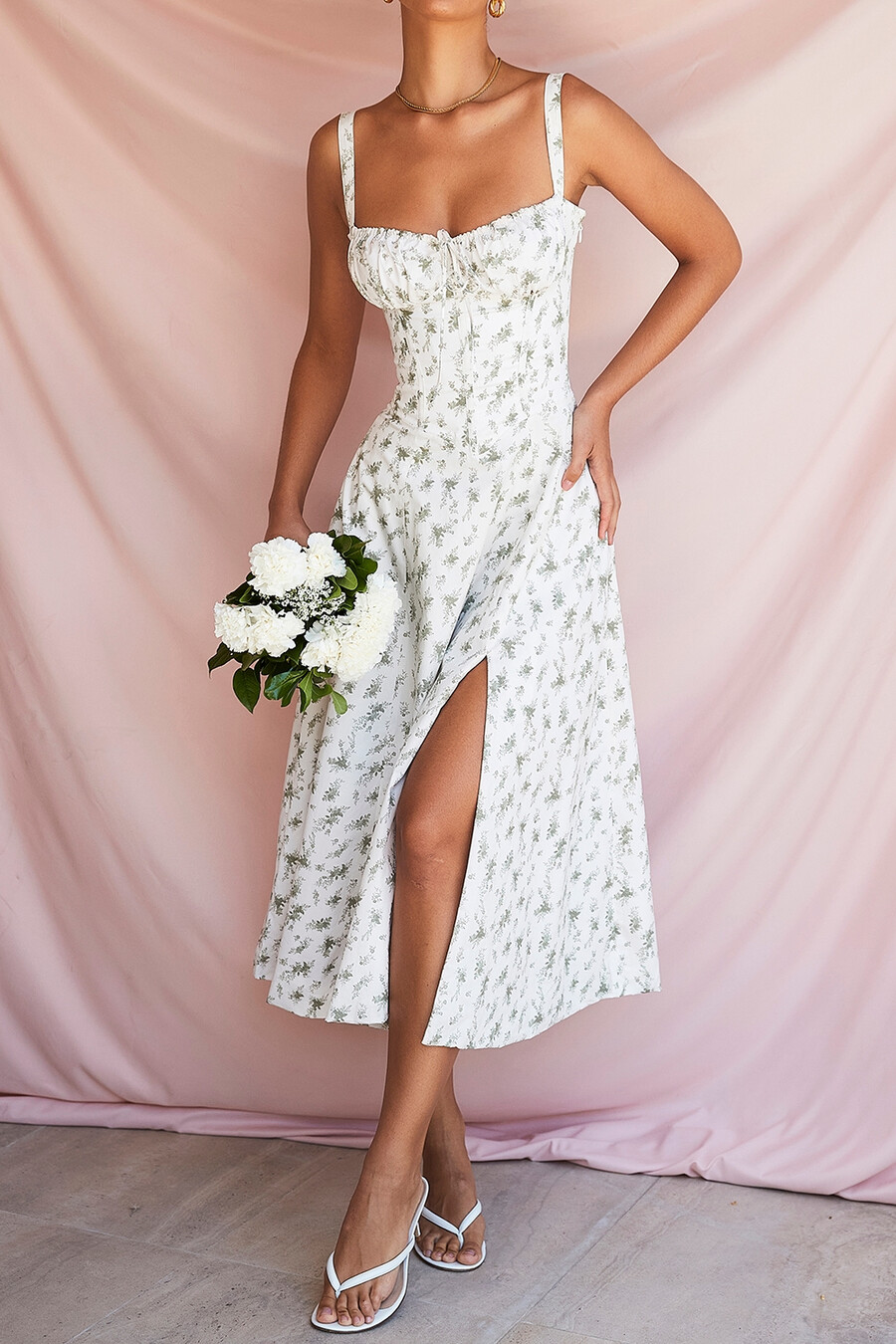 trädgårdsmönstrad bustier-sommarklänning