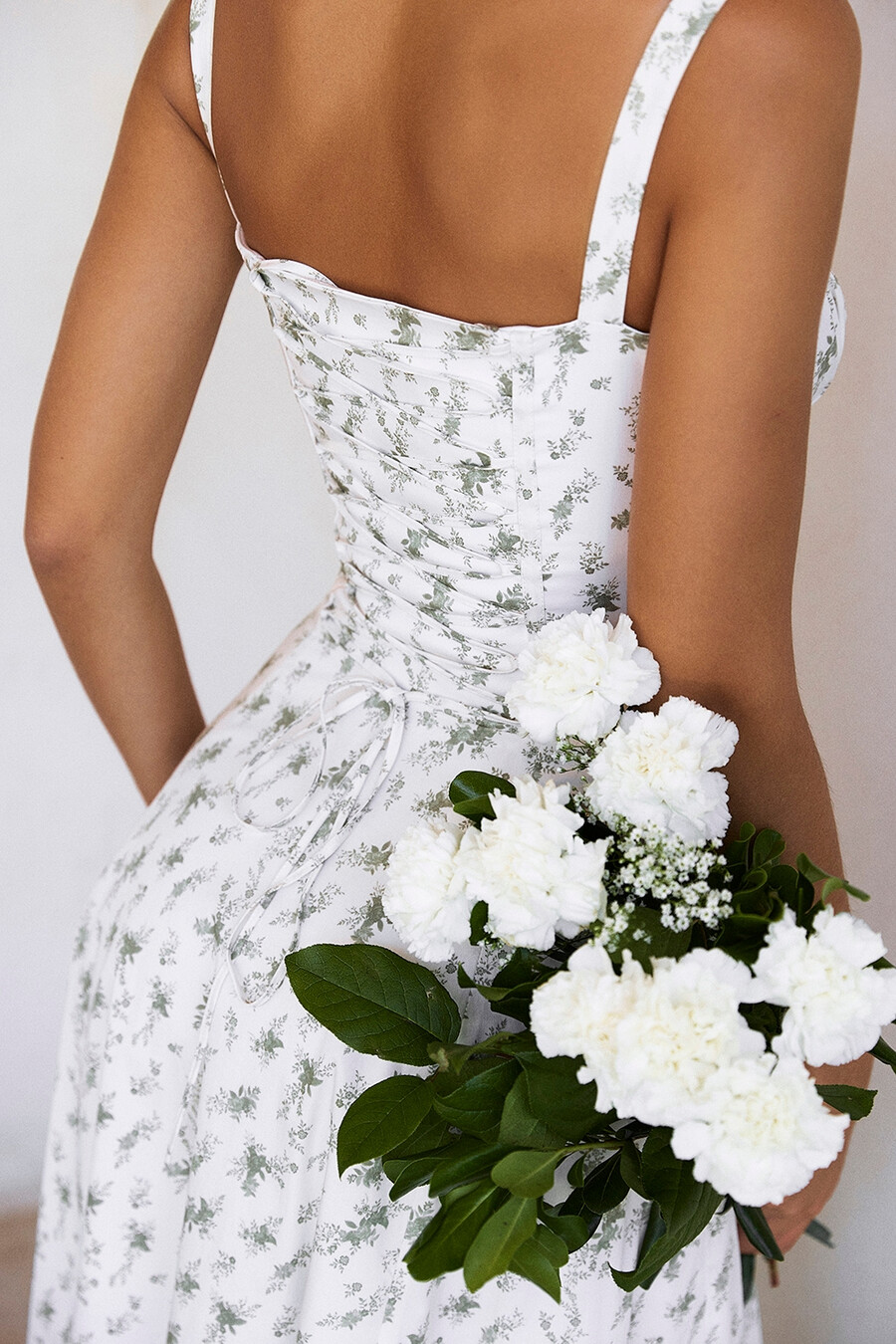 trädgårdsmönstrad bustier-sommarklänning