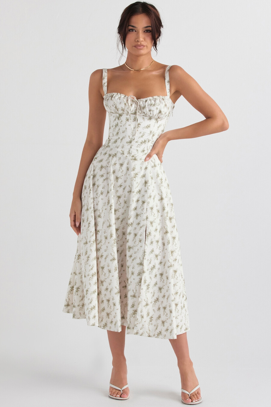 trädgårdsmönstrad bustier-sommarklänning