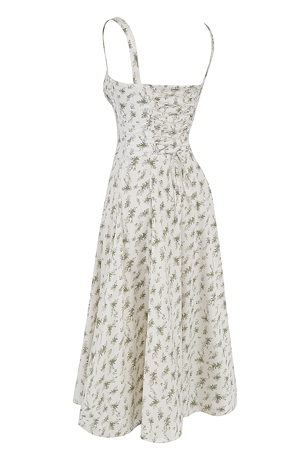 trädgårdsmönstrad bustier-sommarklänning