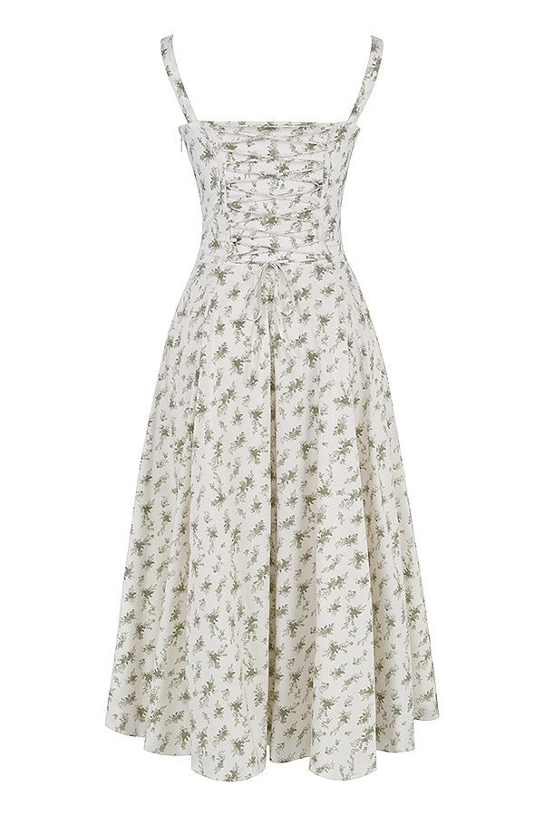 trädgårdsmönstrad bustier-sommarklänning