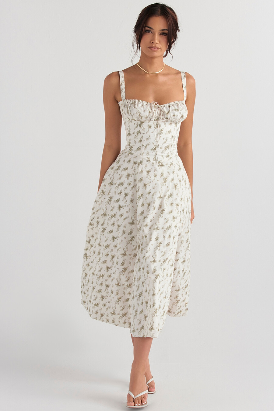 trädgårdsmönstrad bustier-sommarklänning