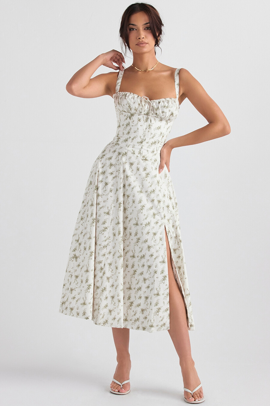 trädgårdsmönstrad bustier-sommarklänning