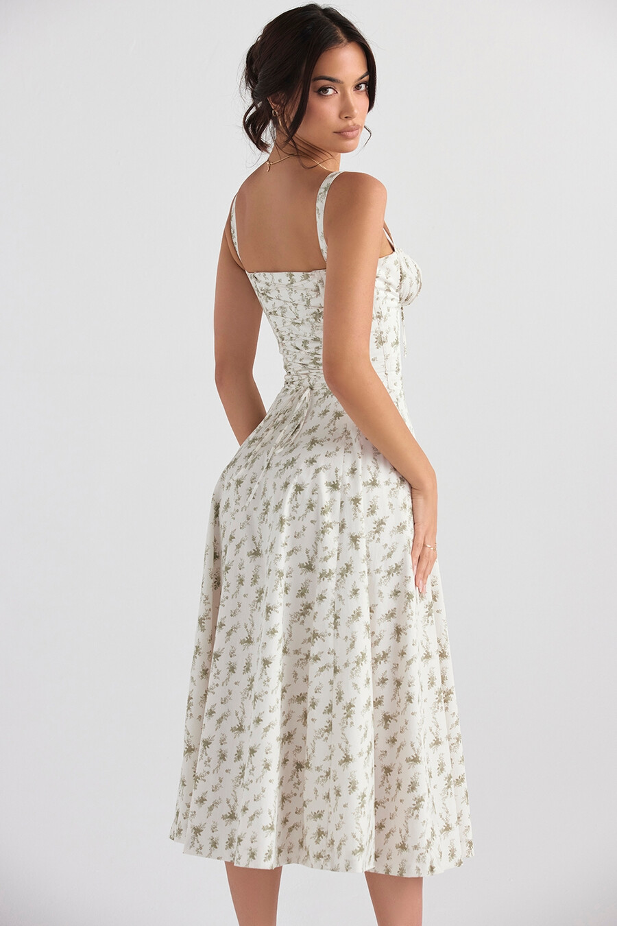 trädgårdsmönstrad bustier-sommarklänning