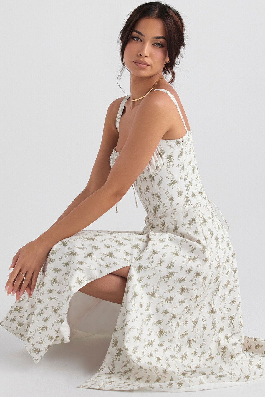 trädgårdsmönstrad bustier-sommarklänning